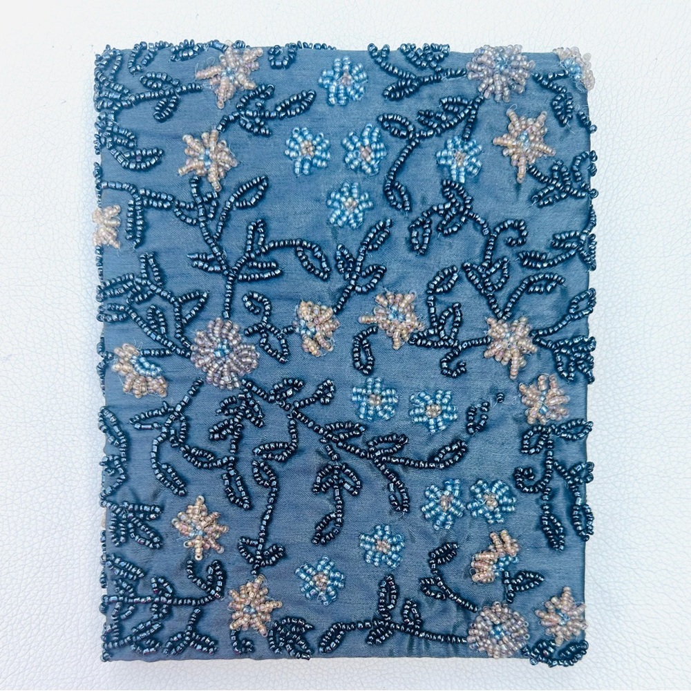 Vintage Christiana Blue Beaded Notebook with Homemade Paper